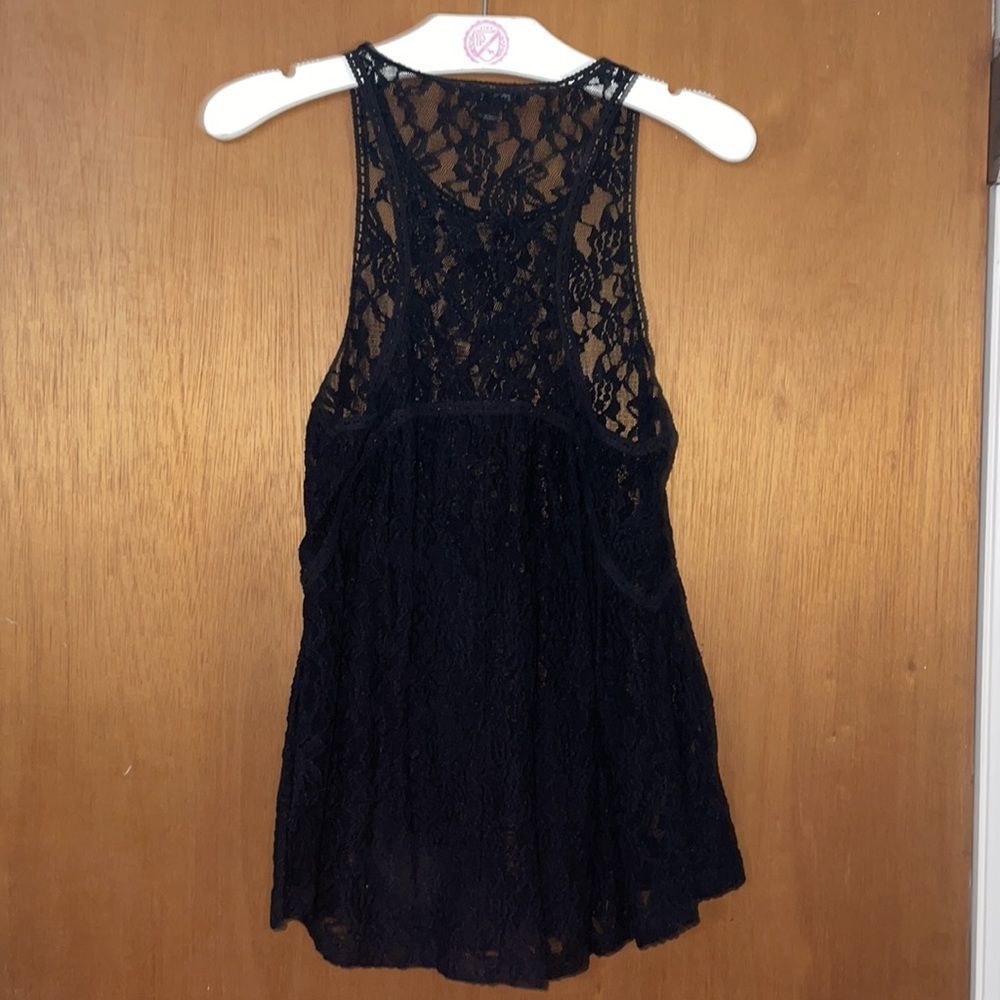 •EXPRESS• black Racerback sheer with roses 🌹 high neck tank top on size XS - Picture 6 of 6